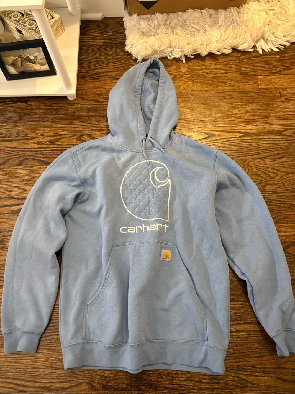 Carhartt Light Blue Quilted Logo Pullover Hoodie